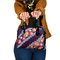 Purple Polynesia Shoulder Handbag Plumeria With Hibiscus Pattern Tropical Vibes LT14 One Size Purple - Polynesian Pride