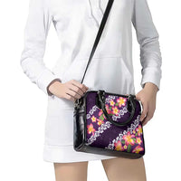 Purple Polynesia Shoulder Handbag Plumeria With Hibiscus Pattern Tropical Vibes LT14 - Polynesian Pride