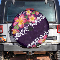 Purple Polynesia Spare Tire Cover Plumeria With Hibiscus Pattern Tropical Vibes LT14 Purple - Polynesian Pride