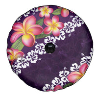 Purple Polynesia Spare Tire Cover Plumeria With Hibiscus Pattern Tropical Vibes LT14 - Polynesian Pride