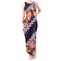 Purple Polynesia Tank Maxi Dress Plumeria With Hibiscus Pattern Tropical Vibes LT14 Women Purple - Polynesian Pride
