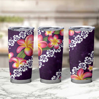 Purple Polynesia Tumbler Cup Plumeria With Hibiscus Pattern Tropical Vibes LT14 - Polynesian Pride