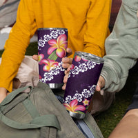 Purple Polynesia Tumbler Cup Plumeria With Hibiscus Pattern Tropical Vibes LT14 - Polynesian Pride