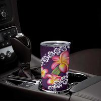 Purple Polynesia Tumbler Cup Plumeria With Hibiscus Pattern Tropical Vibes LT14 - Polynesian Pride