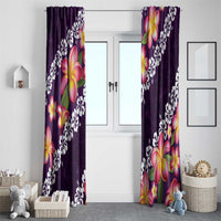 Purple Polynesia Window Curtain Plumeria With Hibiscus Pattern Tropical Vibes LT14 - Polynesian Pride
