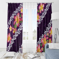 Purple Polynesia Window Curtain Plumeria With Hibiscus Pattern Tropical Vibes LT14 - Polynesian Pride