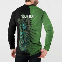Personalised New Zealand Darts Button Sweatshirt Aotearoa Maori Fern Mix Manaia Tattoo LT14 - Polynesian Pride