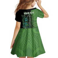 Personalised New Zealand Darts Family Matching Short Sleeve Bodycon Dress and Hawaiian Shirt Aotearoa Maori Fern Mix Manaia Tattoo