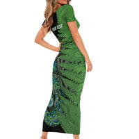 Personalised New Zealand Darts Family Matching Short Sleeve Bodycon Dress and Hawaiian Shirt Aotearoa Maori Fern Mix Manaia Tattoo