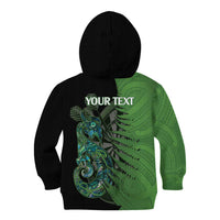 Personalised New Zealand Darts Kid Hoodie Aotearoa Maori Fern Mix Manaia Tattoo
