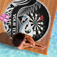 Personalised New Zealand Darts Beach Blanket Aotearoa Fern Mix Paua Shell Manaia - Black LT14 - Polynesian Pride