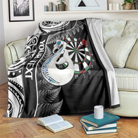 Personalised New Zealand Darts Blanket Aotearoa Fern Mix Paua Shell Manaia - Black LT14 Black - Polynesian Pride
