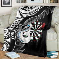 Personalised New Zealand Darts Blanket Aotearoa Fern Mix Paua Shell Manaia - Black LT14 - Polynesian Pride