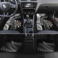Personalised New Zealand Darts Car Mats Aotearoa Fern Mix Paua Shell Manaia - Black LT14 Set 4pcs Black - Polynesian Pride