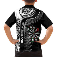 Personalised New Zealand Darts Hawaiian Shirt Aotearoa Fern Mix Paua Shell Manaia - Black LT14 - Polynesian Pride