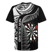 Personalised New Zealand Darts Rugby Jersey Aotearoa Fern Mix Paua Shell Manaia - Black
