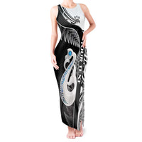 Personalised New Zealand Darts Tank Maxi Dress Aotearoa Fern Mix Paua Shell Manaia - Black LT14 Women Black - Polynesian Pride