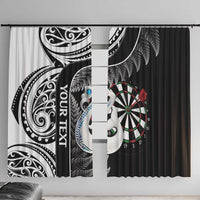 Personalised New Zealand Darts Window Curtain Aotearoa Fern Mix Paua Shell Manaia - Black LT14 With Hooks Black - Polynesian Pride