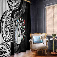 Personalised New Zealand Darts Window Curtain Aotearoa Fern Mix Paua Shell Manaia - Black LT14 - Polynesian Pride