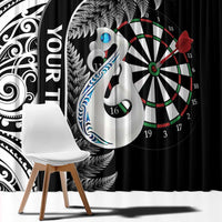 Personalised New Zealand Darts Window Curtain Aotearoa Fern Mix Paua Shell Manaia - Black LT14 - Polynesian Pride