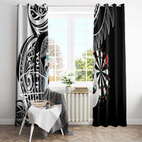 Personalised New Zealand Darts Window Curtain Aotearoa Fern Mix Paua Shell Manaia - Black LT14 - Polynesian Pride
