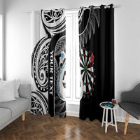Personalised New Zealand Darts Window Curtain Aotearoa Fern Mix Paua Shell Manaia - Black LT14 With Grommets Black - Polynesian Pride