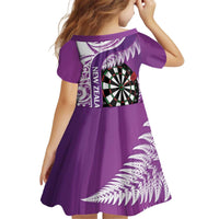 Personalised New Zealand Darts Family Matching Puletasi and Hawaiian Shirt Aotearoa Fern Mix Paua Shell Manaia - Purple