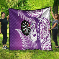 Personalised New Zealand Darts Quilt Aotearoa Fern Mix Paua Shell Manaia - Purple