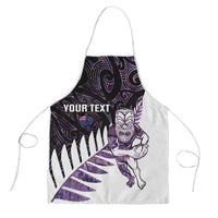 New Zealand Silver Fern Rugby Custom Apron Go All Black Purple Maori Paua Shell - Polynesian Pride