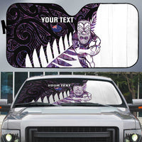 New Zealand Silver Fern Rugby Custom Auto Sun Shade Go All Black Purple Maori Paua Shell - Polynesian Pride