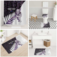 New Zealand Silver Fern Rugby Custom Bathroom Set Go All Black Purple Maori Paua Shell - Polynesian Pride