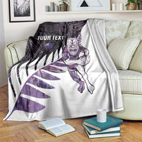 New Zealand Silver Fern Rugby Custom Blanket Go All Black Purple Maori Paua Shell - Polynesian Pride
