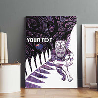 New Zealand Silver Fern Rugby Custom Canvas Wall Art Go All Black Purple Maori Paua Shell - Polynesian Pride