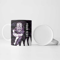 New Zealand Silver Fern Rugby Custom Ceramic Mug Go All Black Purple Maori Paua Shell - Polynesian Pride