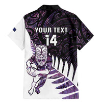 New Zealand Silver Fern Rugby Custom Family Matching Mermaid Dress and Hawaiian Shirt Go All Black Purple Maori Paua Shell - Polynesian Pride