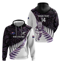 New Zealand Silver Fern Rugby Custom Hoodie Go All Black Purple Maori Paua Shell - Polynesian Pride