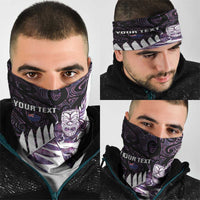 New Zealand Silver Fern Rugby Custom Neck Gaiter Go All Black Purple Maori Paua Shell - Polynesian Pride