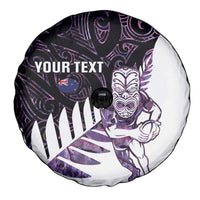 New Zealand Silver Fern Rugby Custom Spare Tire Cover Go All Black Purple Maori Paua Shell - Polynesian Pride