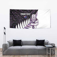 New Zealand Silver Fern Rugby Custom Tapestry Go All Black Purple Maori Paua Shell - Polynesian Pride