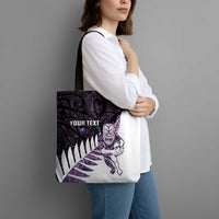 New Zealand Silver Fern Rugby Custom Tote Bag Go All Black Purple Maori Paua Shell - Polynesian Pride