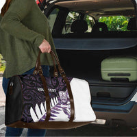 New Zealand Silver Fern Rugby Custom Travel Bag Go All Black Purple Maori Paua Shell - Polynesian Pride