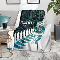 New Zealand Silver Fern Rugby Custom Blanket Go All Black Turquoise Maori Paua Shell - Polynesian Pride