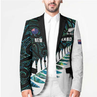 New Zealand Silver Fern Rugby Custom Blazer Go All Black Turquoise Maori Paua Shell - Polynesian Pride
