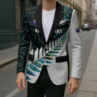 New Zealand Silver Fern Rugby Custom Blazer Go All Black Turquoise Maori Paua Shell - Polynesian Pride