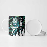 New Zealand Silver Fern Rugby Custom Ceramic Mug Go All Black Turquoise Maori Paua Shell - Polynesian Pride