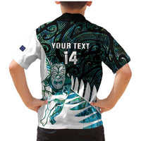 New Zealand Silver Fern Rugby Custom Family Matching Mermaid Dress and Hawaiian Shirt Go All Black Turquoise Maori Paua Shell - Polynesian Pride
