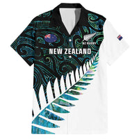 New Zealand Silver Fern Rugby Custom Family Matching Puletasi and Hawaiian Shirt Go All Black Turquoise Maori Paua Shell - Polynesian Pride