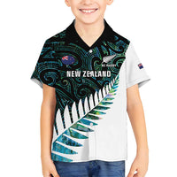 New Zealand Silver Fern Rugby Custom Family Matching Puletasi and Hawaiian Shirt Go All Black Turquoise Maori Paua Shell - Polynesian Pride