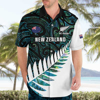 New Zealand Silver Fern Rugby Custom Hawaiian Shirt Go All Black Turquoise Maori Paua Shell - Polynesian Pride