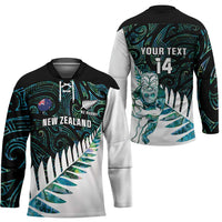 New Zealand Silver Fern Rugby Custom Hockey Jersey Go All Black Turquoise Maori Paua Shell - Polynesian Pride